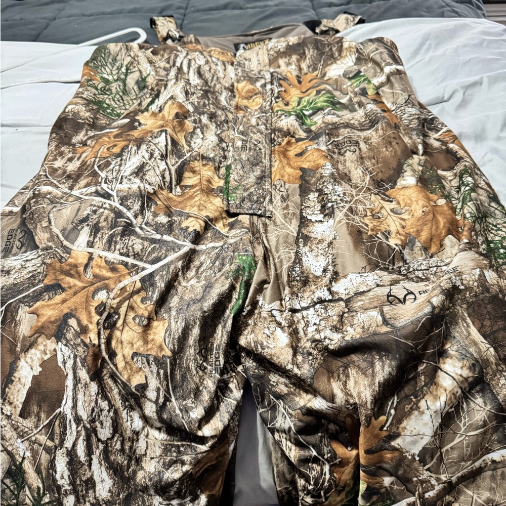 Realtree Edge Camouflage Overalls with Green and Brown Leaf Pattern hunting bib
